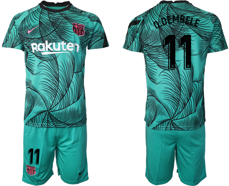 Men 2021 Barcelonagreen training suit #11 soccer jerseys